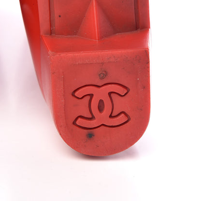 Chanel Rubber Camellia Rain Boots 37 Red 9 of 18