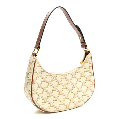 Celine Canvas Calfskin Ava Triomphe Shoulder Bag White 2 of 8