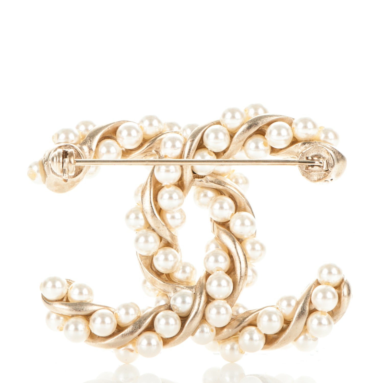 Chanel Pearl Twisted CC Brooch Gold 3 of 4