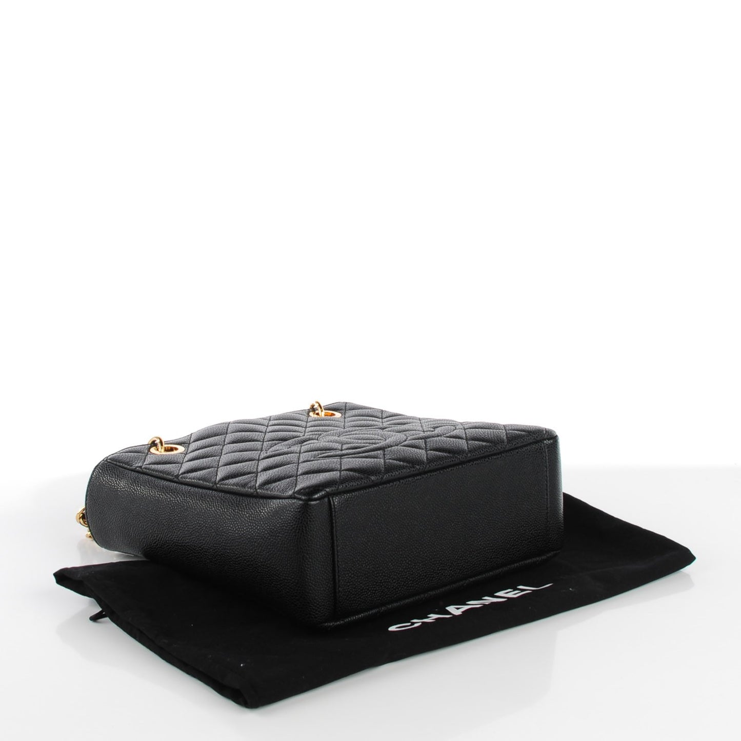 Caviar Quilted Petit Shopping Tote PST Black