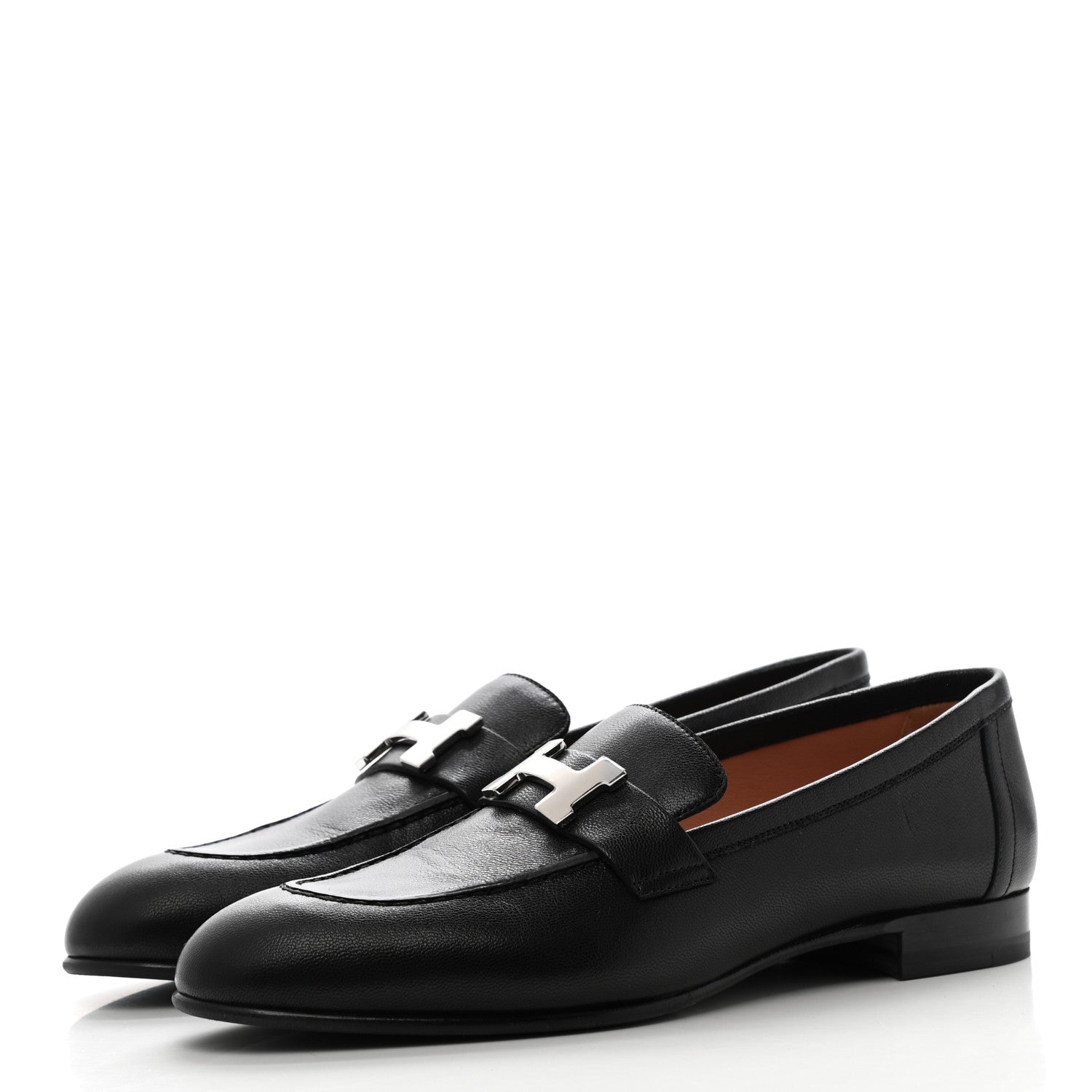 Hermes Goatskin Womens Paris Loafers 36.5 Black 3 of 9