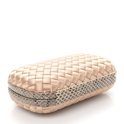 Bottega Veneta Satin Intreccio Impero Ayers Knot Clutch Flamingo 4 of 8