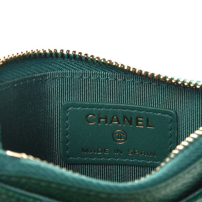 Chanel Metallic Caviar Quilted CC Zip Card Holder Green 5 of 8