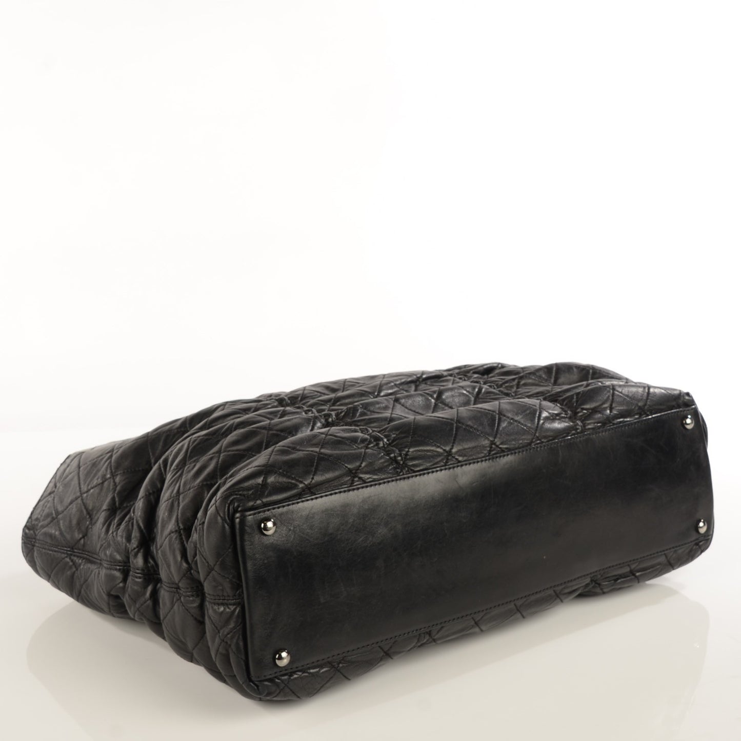 Lambskin Quilted East West Sharpei Tote Black