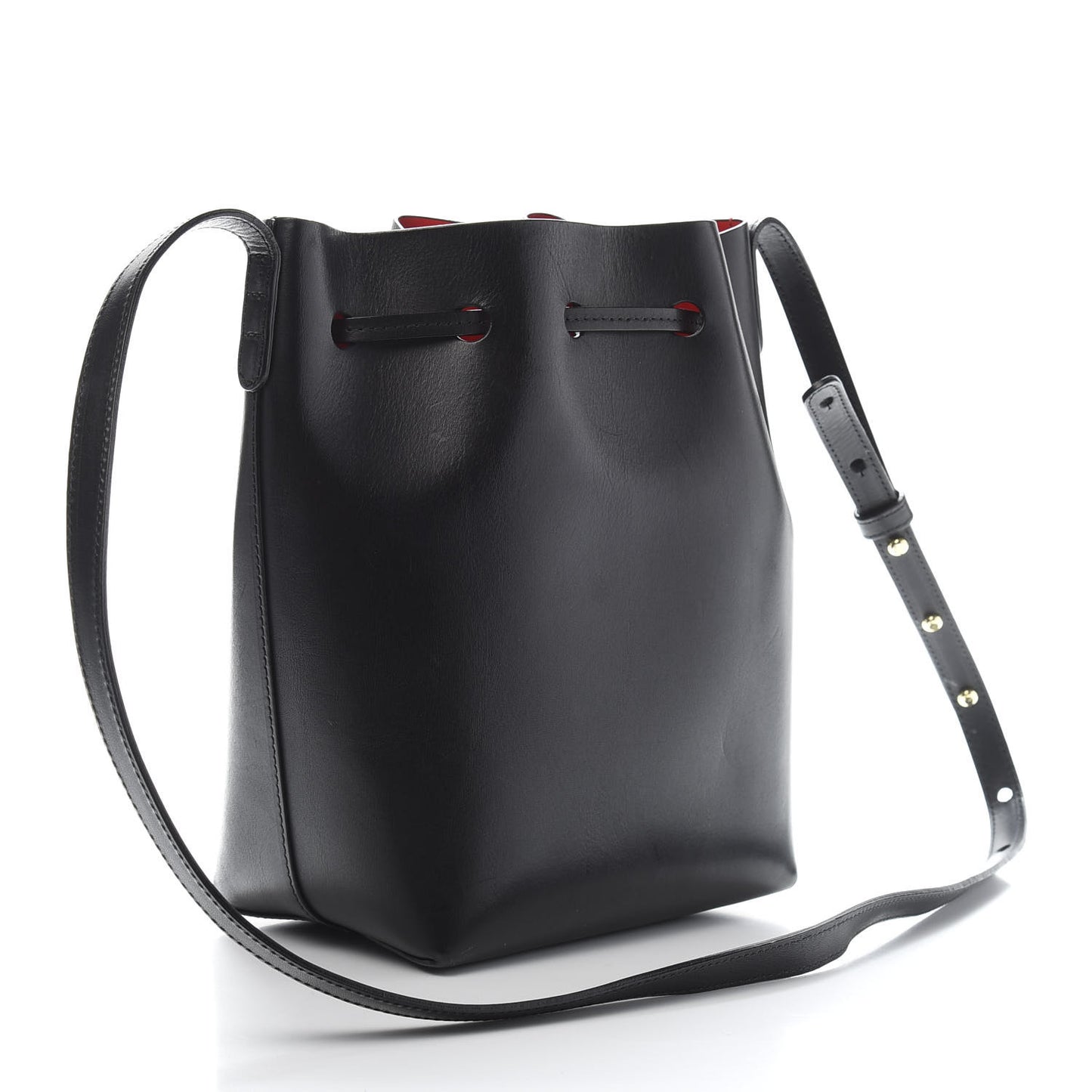 Vegetable Tanned Calfskin Mini Bucket Bag Black Flamma