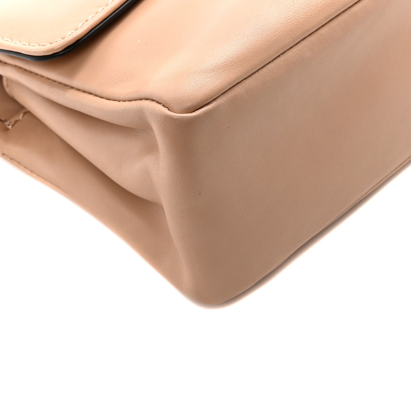 Vitello Rockstud Flip Lock Shoulder Flap Bag Beige