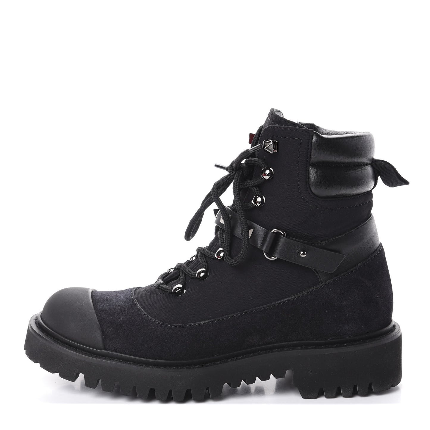 Suede Rockstud Cap Toe Combat Boots 35.5 Black