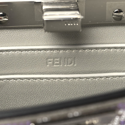 Fendi Iridescent Crystal Vitello Laminato Suede FF Petite Peekaboo I SEE U Satchel Cappuccino 6 of 11