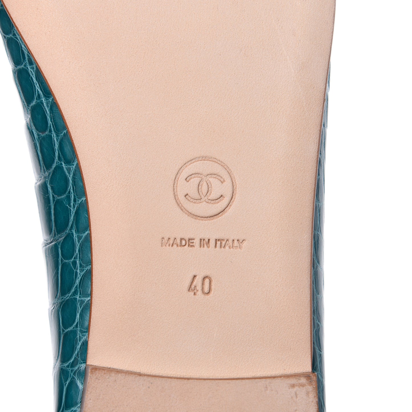 Alligator CC Cap Toe Ballerina Flats 40 Turquoise