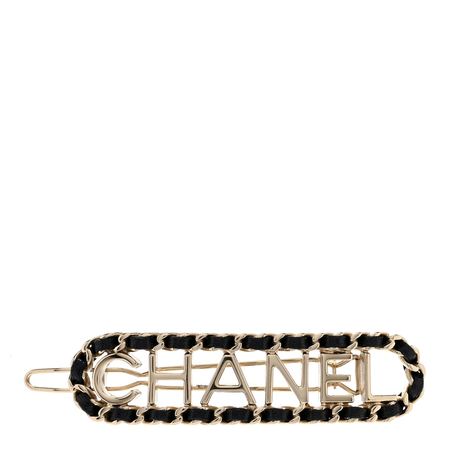 Metal Lambskin Vintage Allure Logo Hair Clip Gold