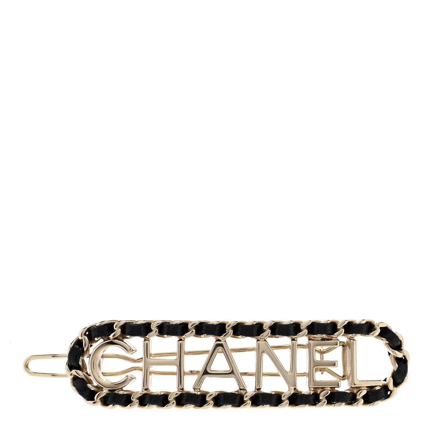Chanel Metal Lambskin Vintage Allure Logo Hair Clip Gold 1 of 3