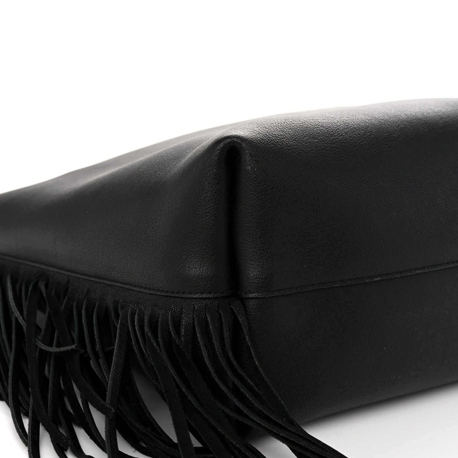 Saint Laurent Calfskin Large Fringe Shopping Tote Black 10 of 11