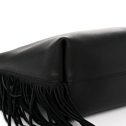 Saint Laurent Calfskin Large Fringe Shopping Tote Black 10 of 11