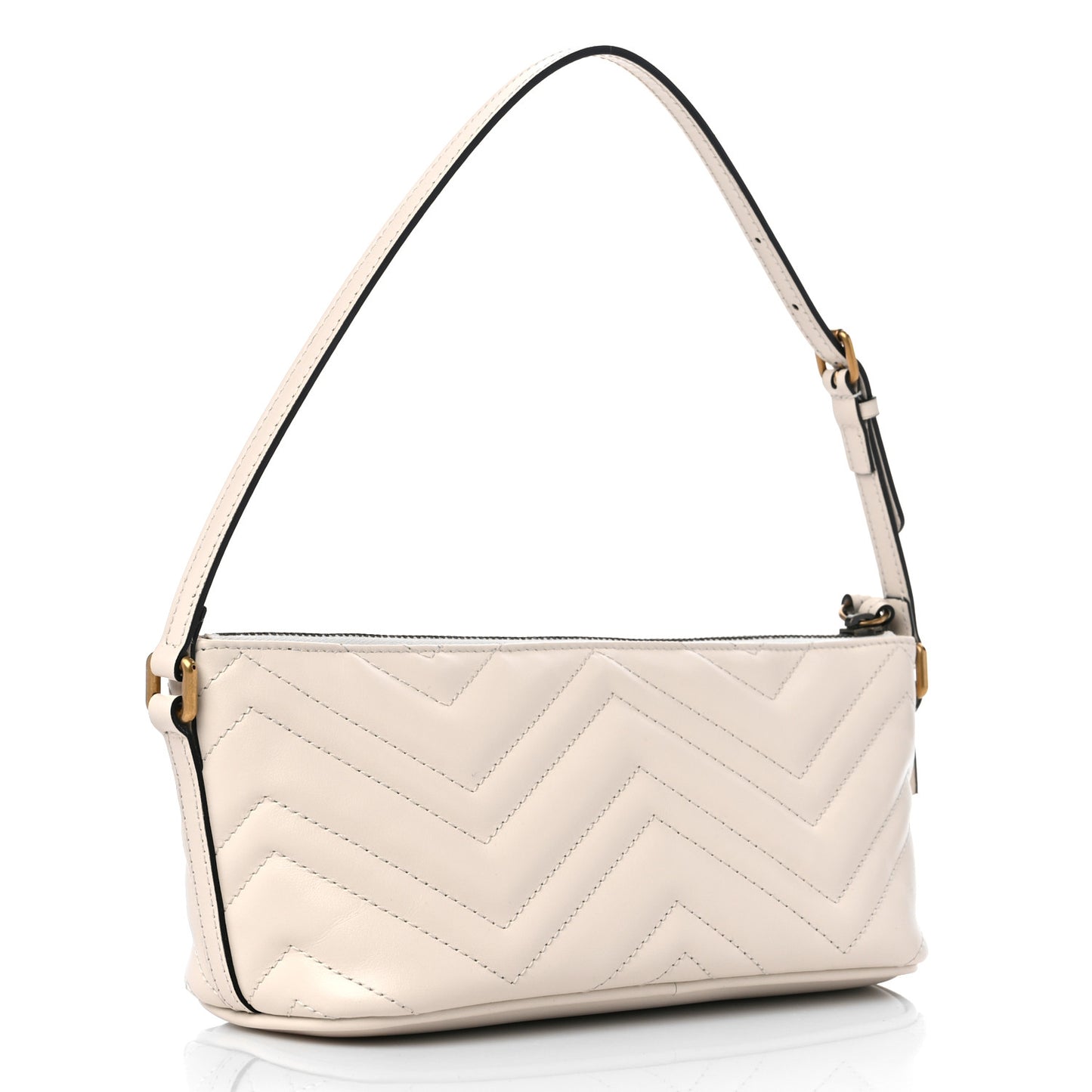 Calfskin Matelasse Chevron GG Marmont Sling Shoulder Bag Mystic White