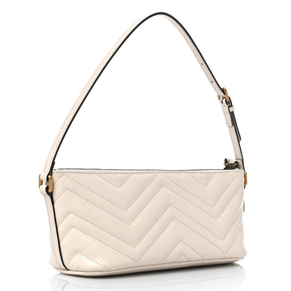 Gucci Calfskin Matelasse Chevron GG Marmont Sling Shoulder Bag Mystic White 3 of 10
