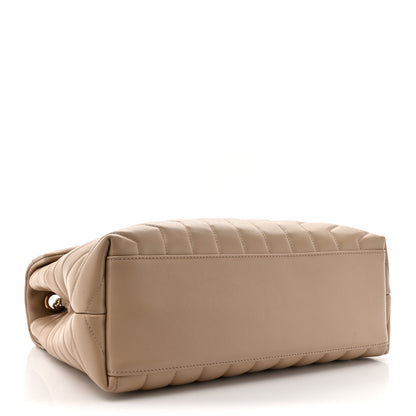 Saint Laurent Calfskin Y Quilted Monogram Medium Loulou Chain Satchel Dark Beige 4 of 14