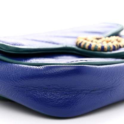 Gucci Azalea Calfskin Enamel Matelasse Diagonal Super Mini Torchon GG Marmont Shoulder Bag Imperial Blue Pavone 9 of 11