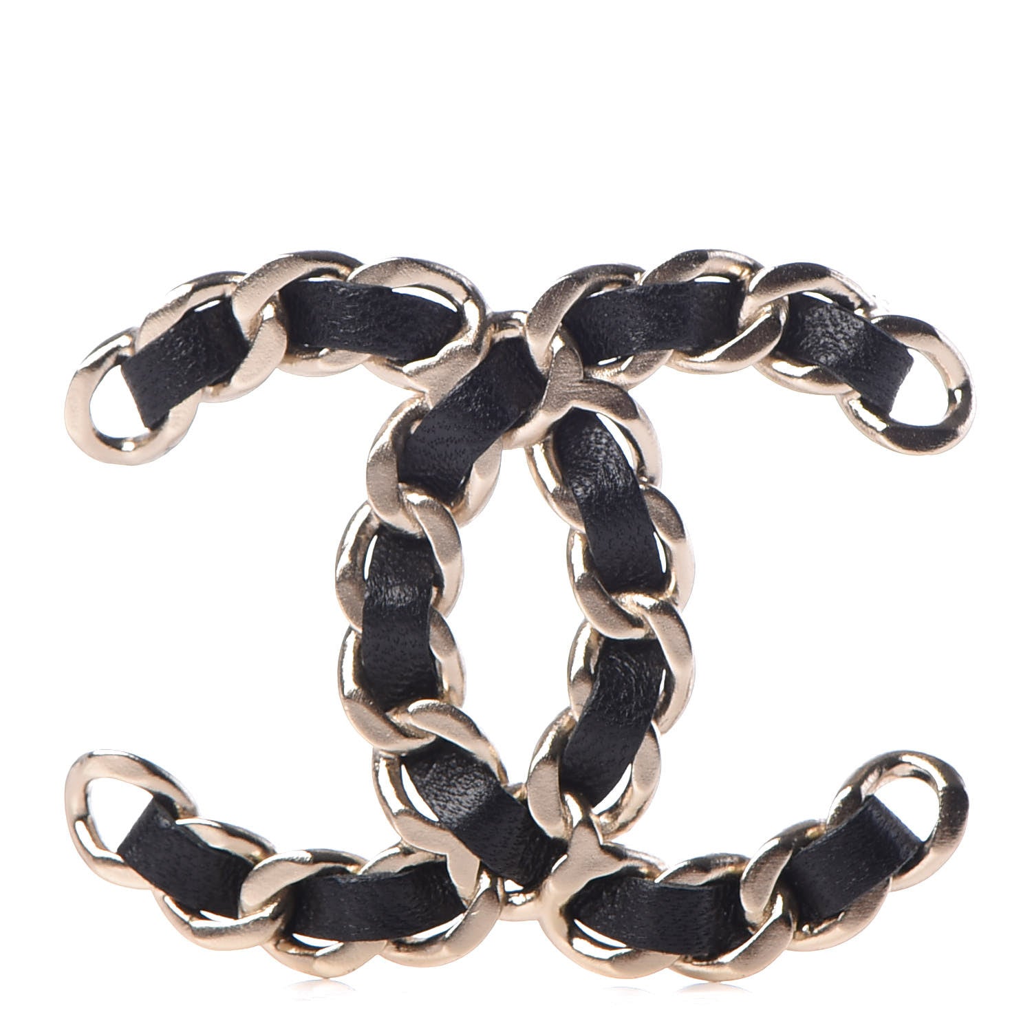 Chanel Lambskin Chain CC Brooch Black Gold 1 of 5