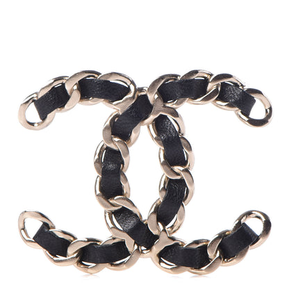 Chanel Lambskin Chain CC Brooch Black Gold 1 of 5