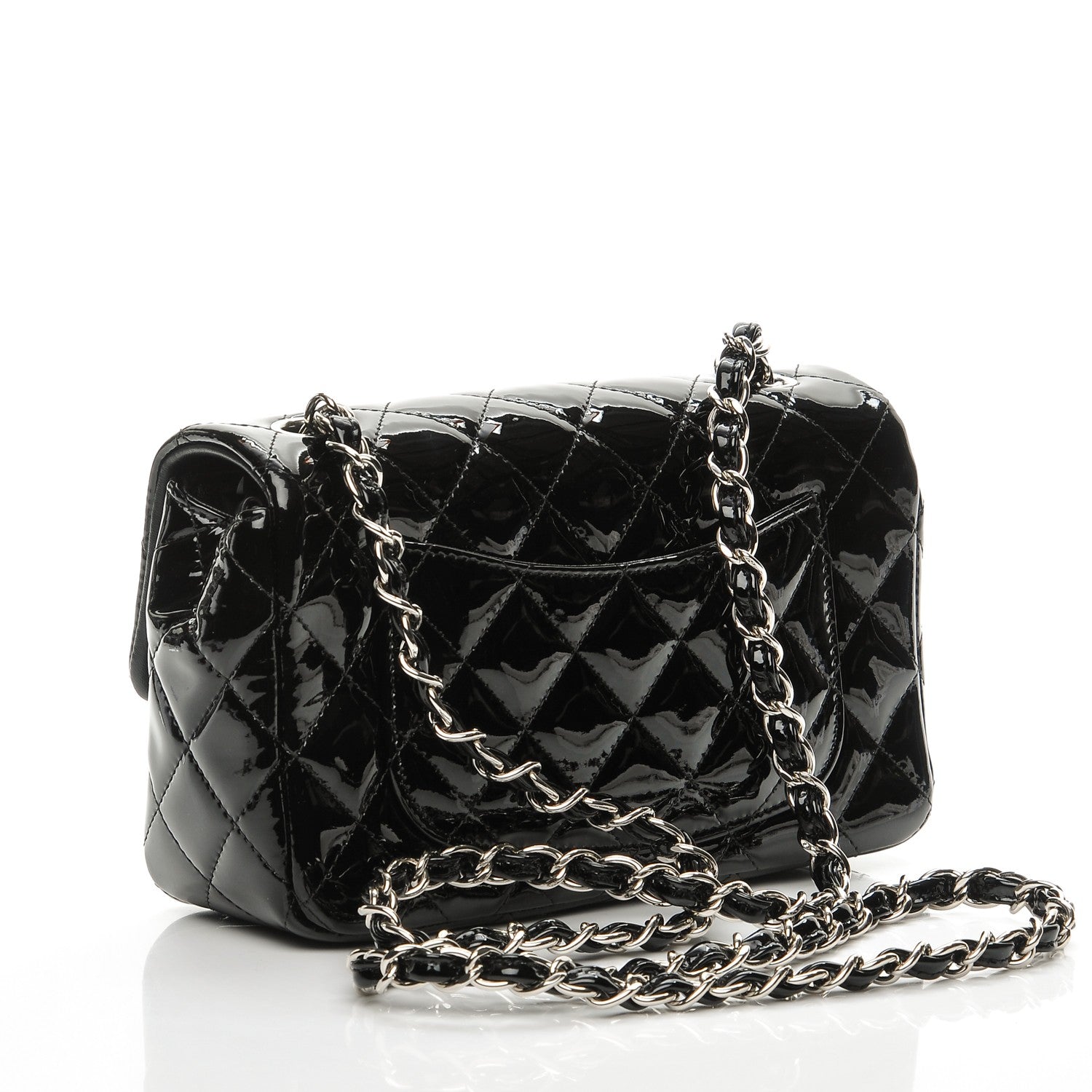 Chanel Patent Calfskin Quilted Mini Rectangular Flap Black 3 of 9
