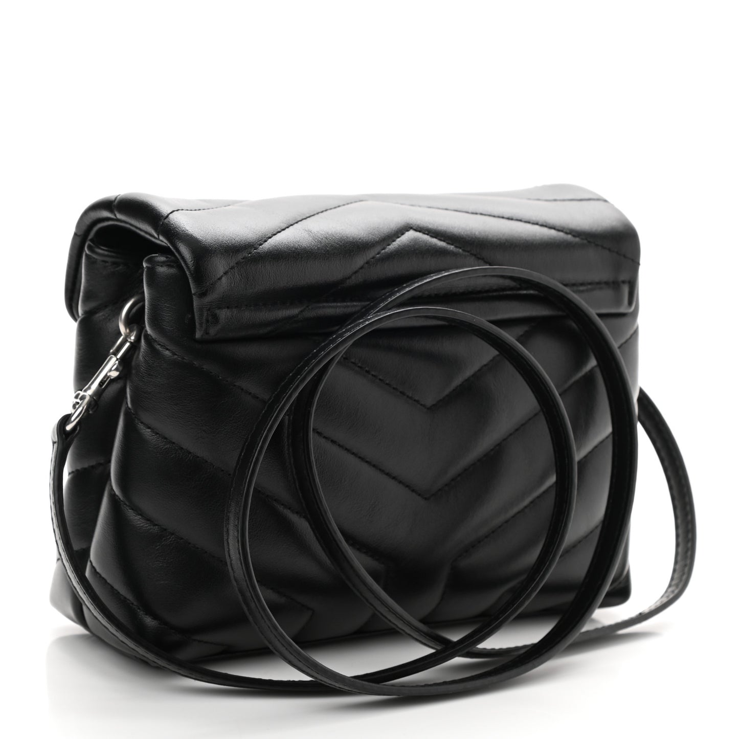 Calfskin Y Quilted Monogram Toy Loulou Crossbody Bag Black