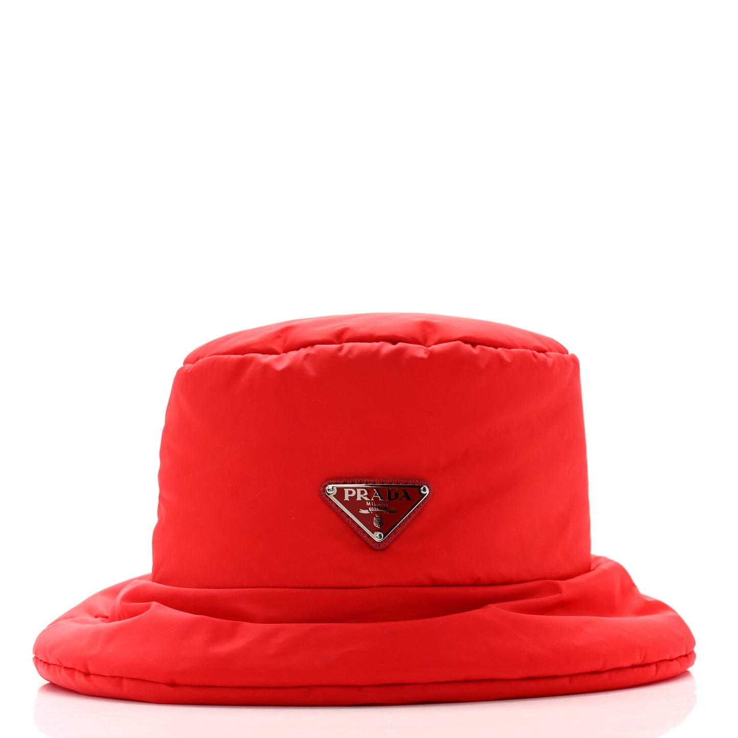 Re-Nylon Metal Triangle Logo Mens Padded Bucket Hat M Rosso