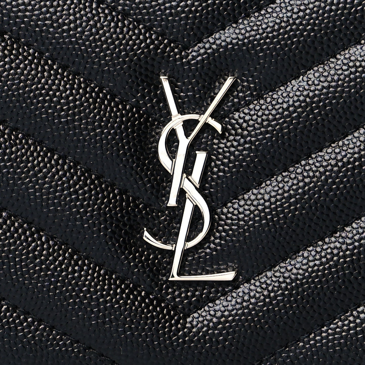 Grain De Poudre Matelasse Chevron Monogram Zipped Two-Part Wallet Black