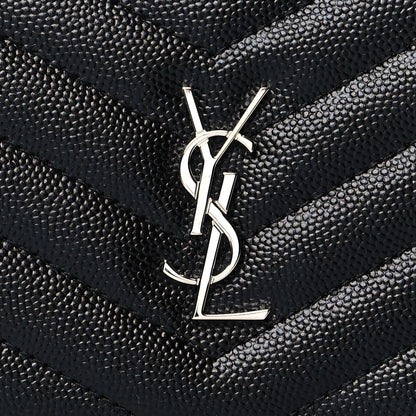Saint Laurent Grain De Poudre Matelasse Chevron Monogram Zipped Two-Part Wallet Black 7 of 7