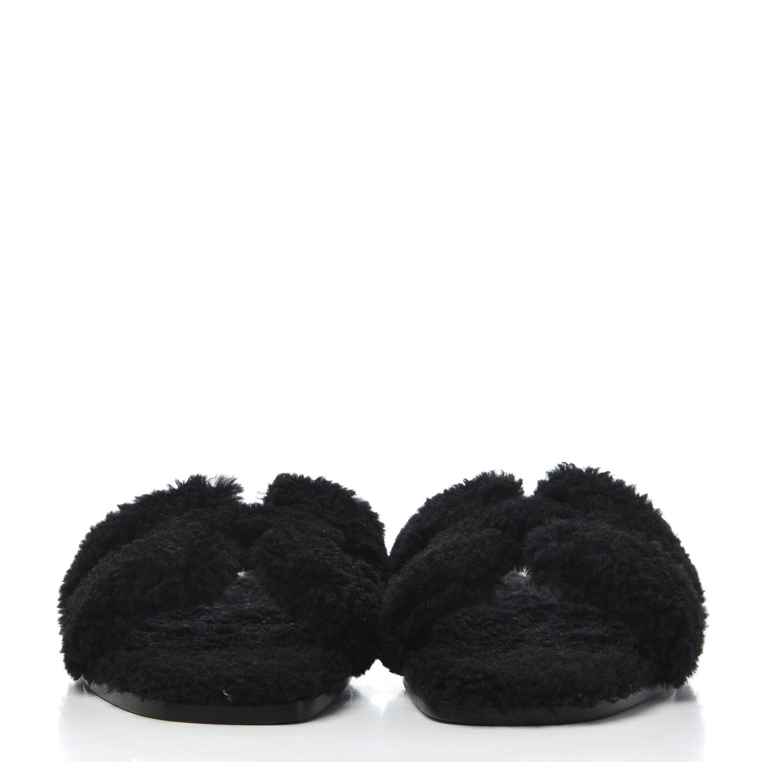 Hermes Woolskin Oran Sandals 38 Black 2 of 10