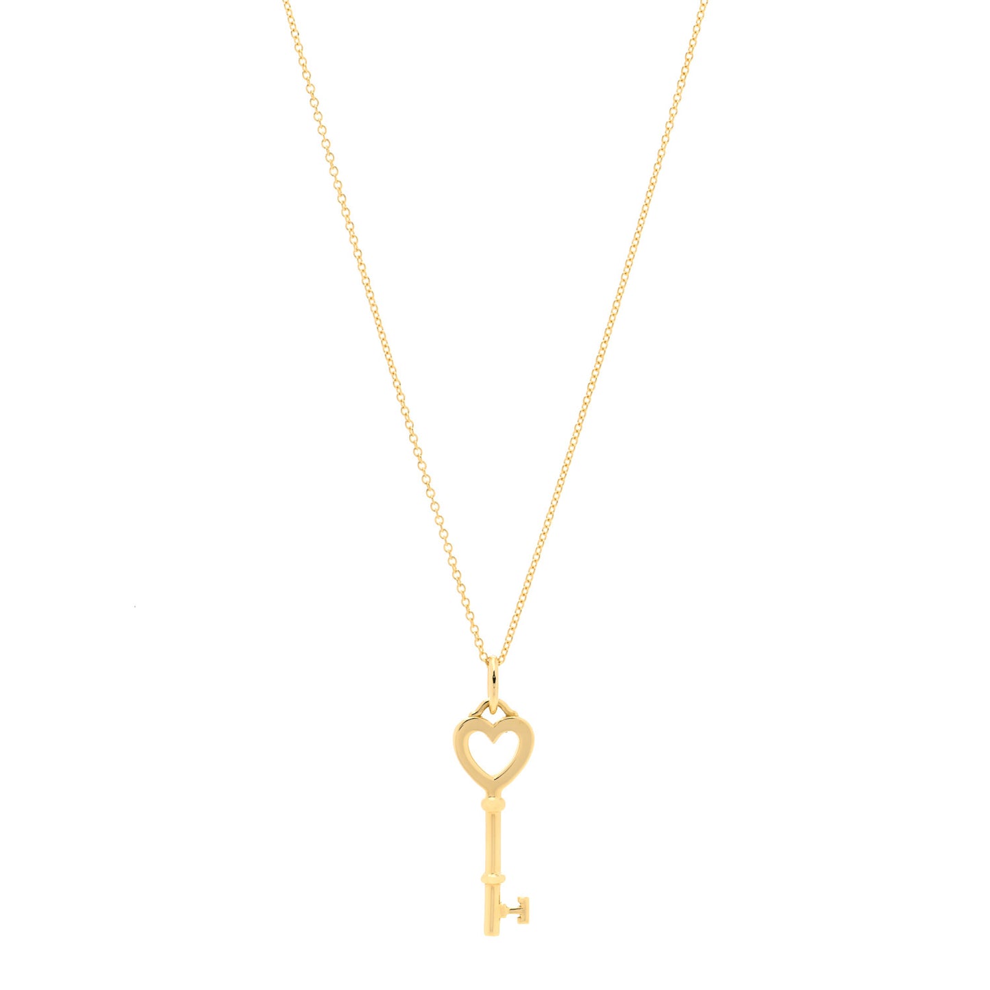 18K Yellow Gold Mini Heart Key Pendant Necklace