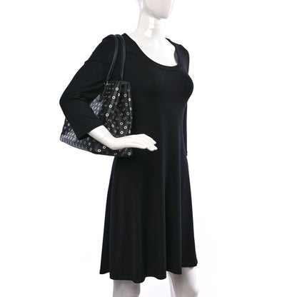 Prada City Calf Grommet Large Double Zip Tote Black 2 of 11
