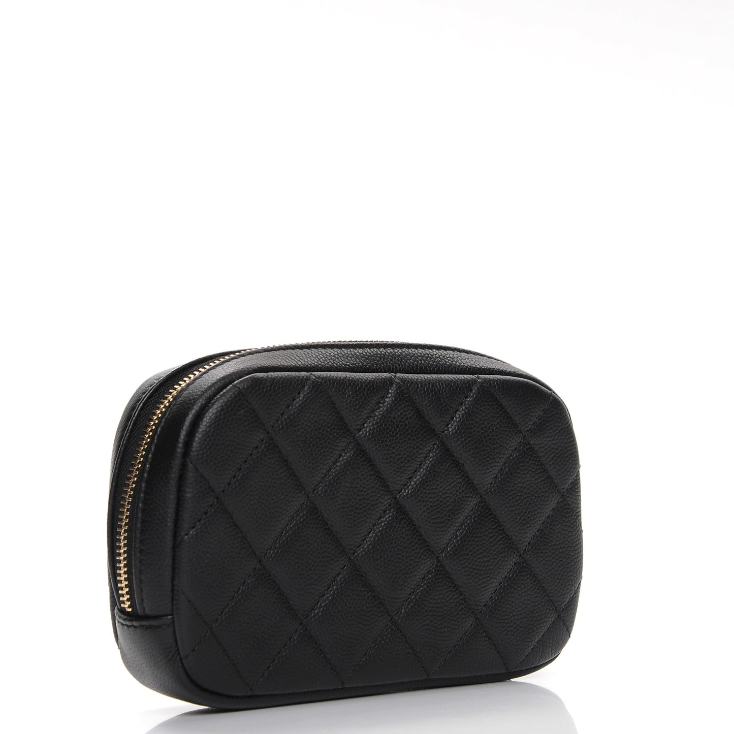 Caviar Quilted Small Curvy Pouch Cosmetic Case Black