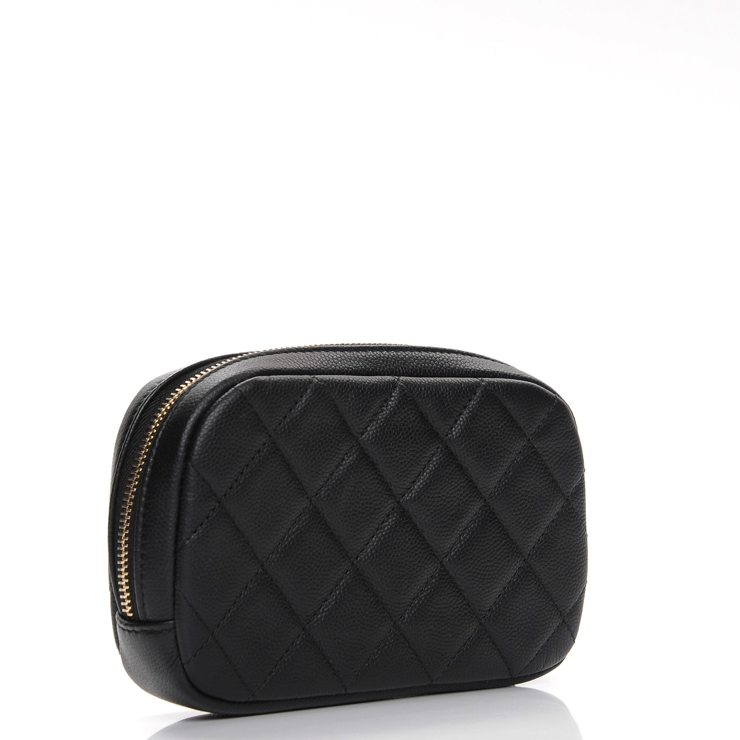 Chanel Caviar Quilted Small Curvy Pouch Cosmetic Case Black 3 of 9
