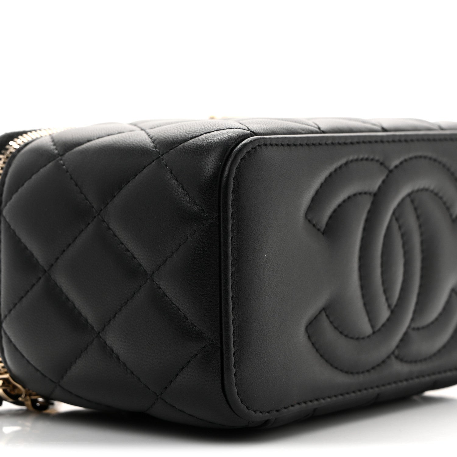 Chanel Lambskin Quilted Pearl Crush Small Vanity Case With Chain Black 9 of 11