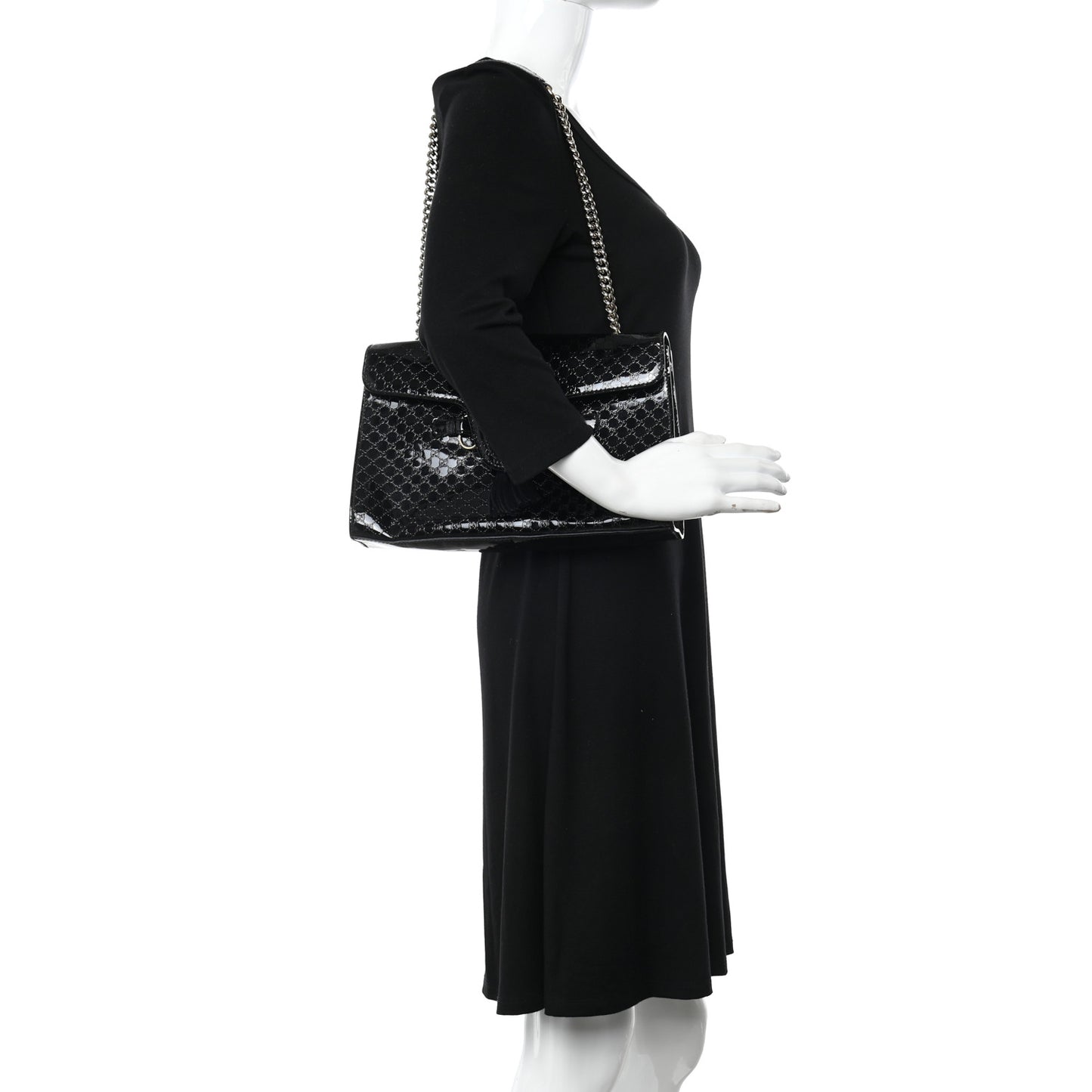 Shine Guccissima Medium Emily Chain Shoulder Bag Black