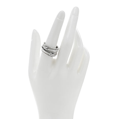 David Yurman Sterling Silver Diamond Double X Crossover Ring 57 8 2 of 5