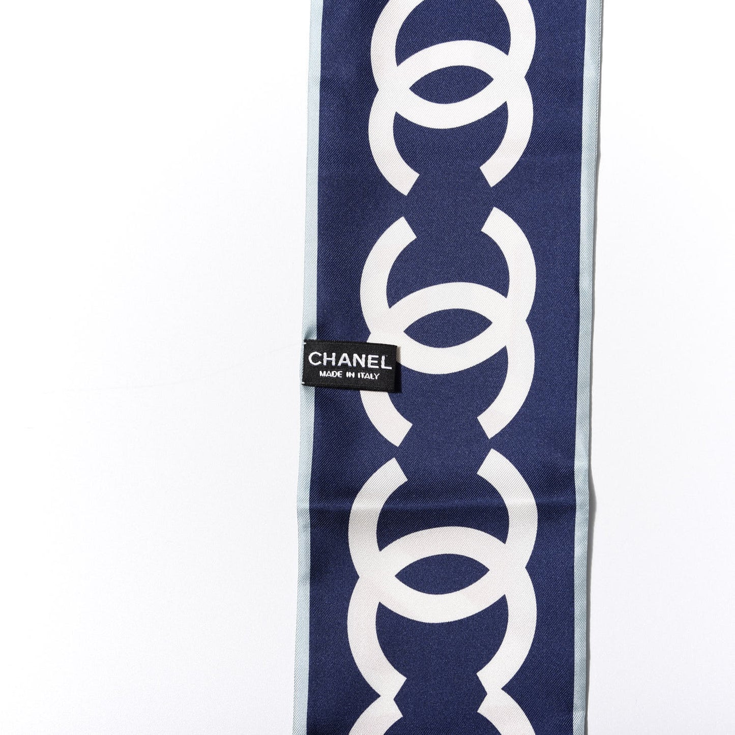 Silk CC Slim Bandeau Scarf Navy