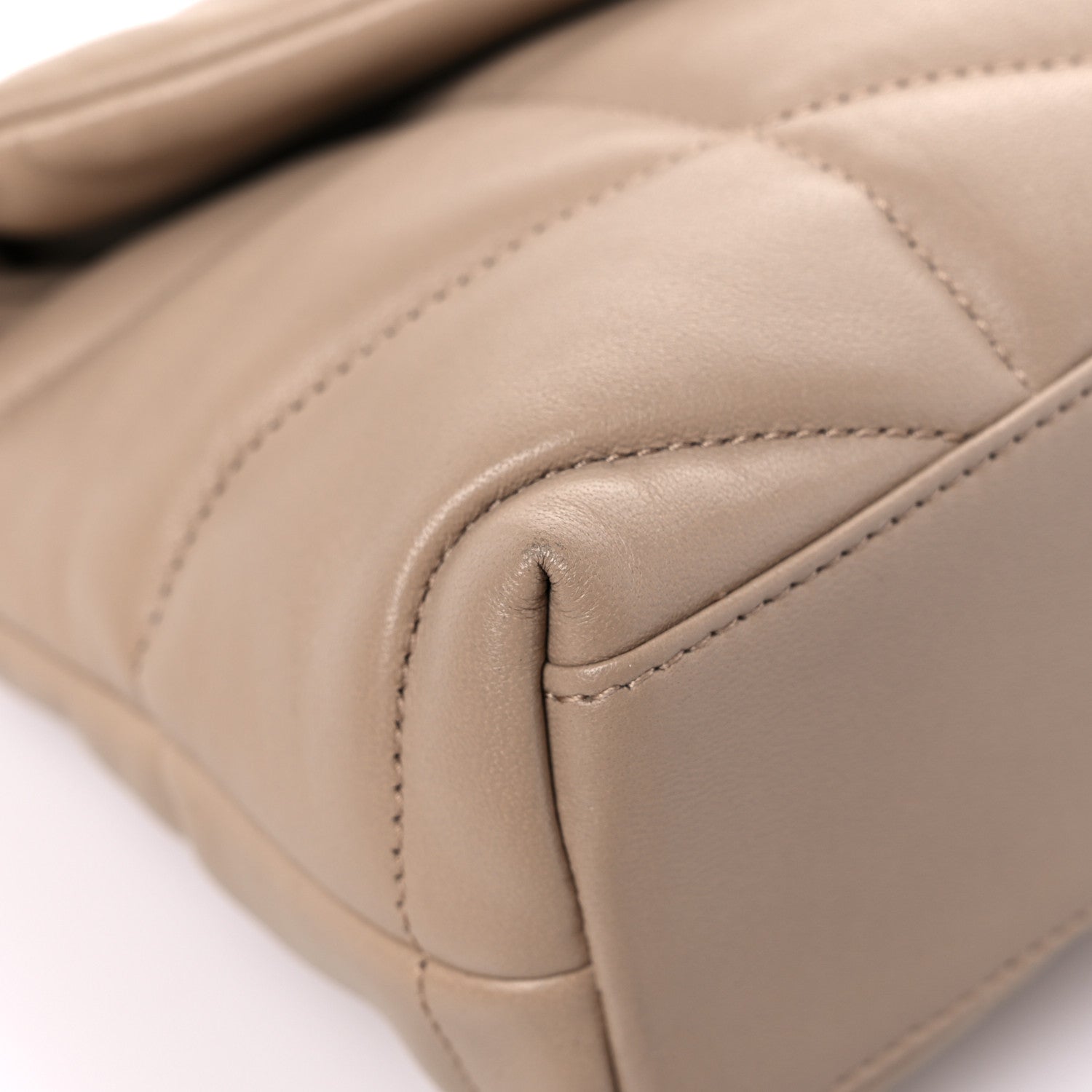 Saint Laurent Lambskin Quilted Toy Loulou Puffer Monogram Chain Satchel Dark Beige 9 of 12