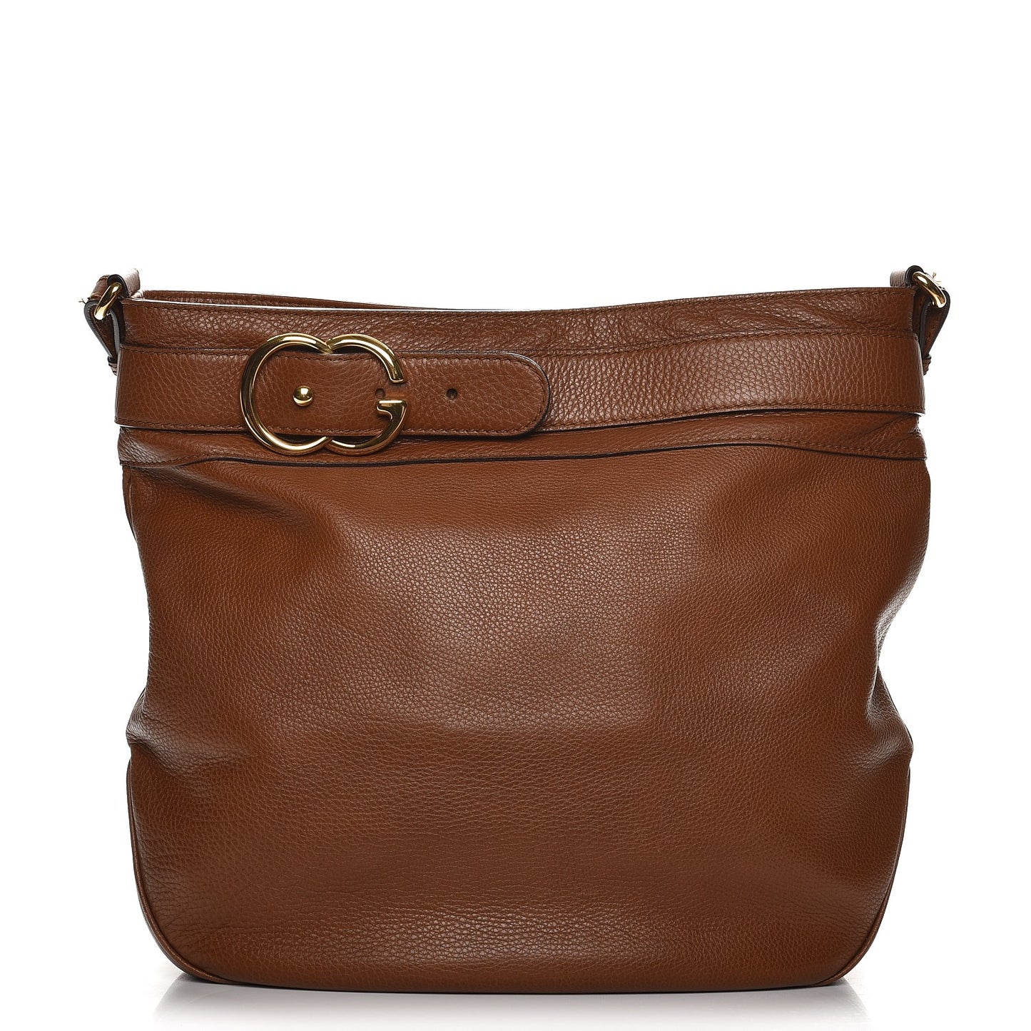 Pebbled Calfskin Large Ride Shoulder Bag Brown