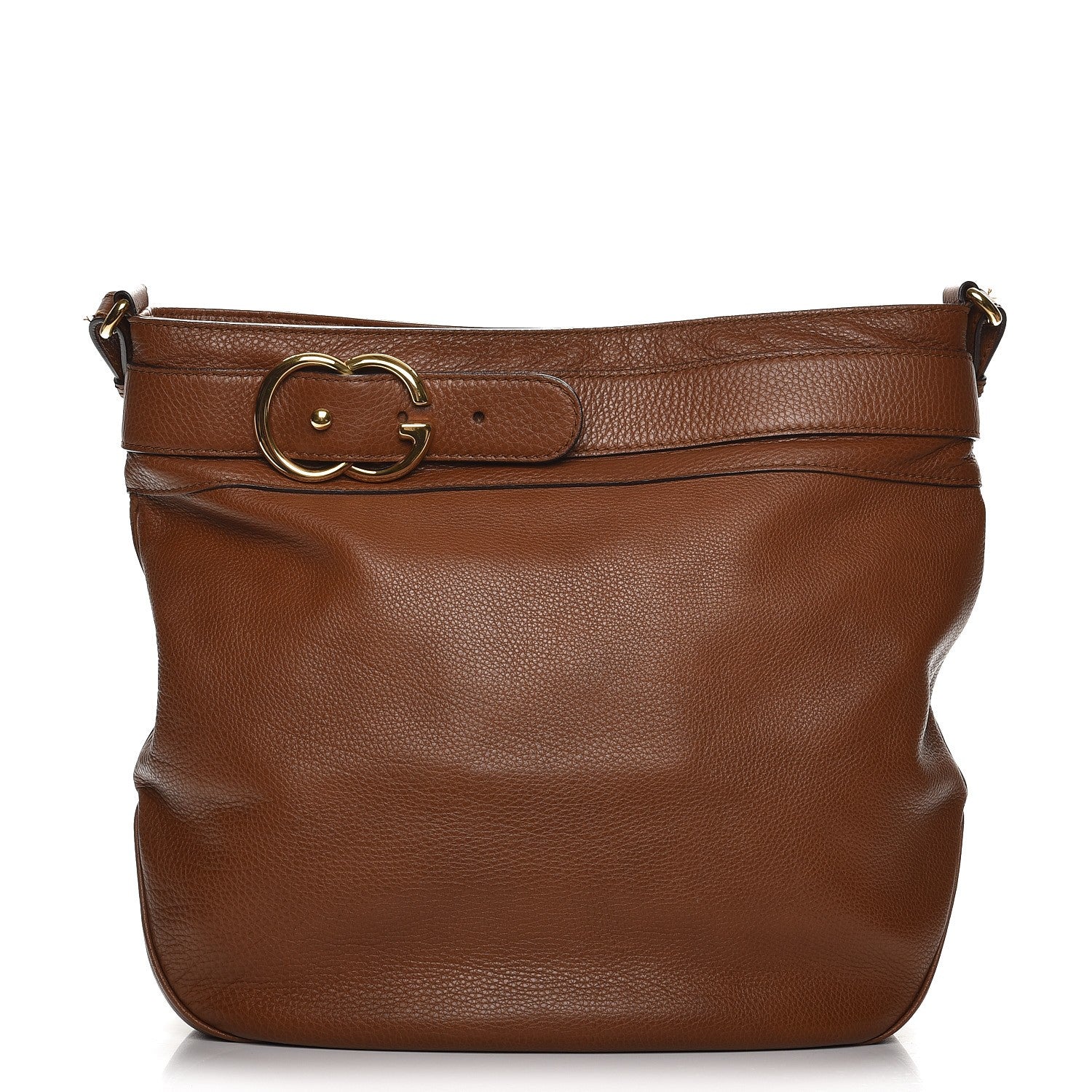 Gucci Pebbled Calfskin Large Ride Shoulder Bag Brown 1 of 10