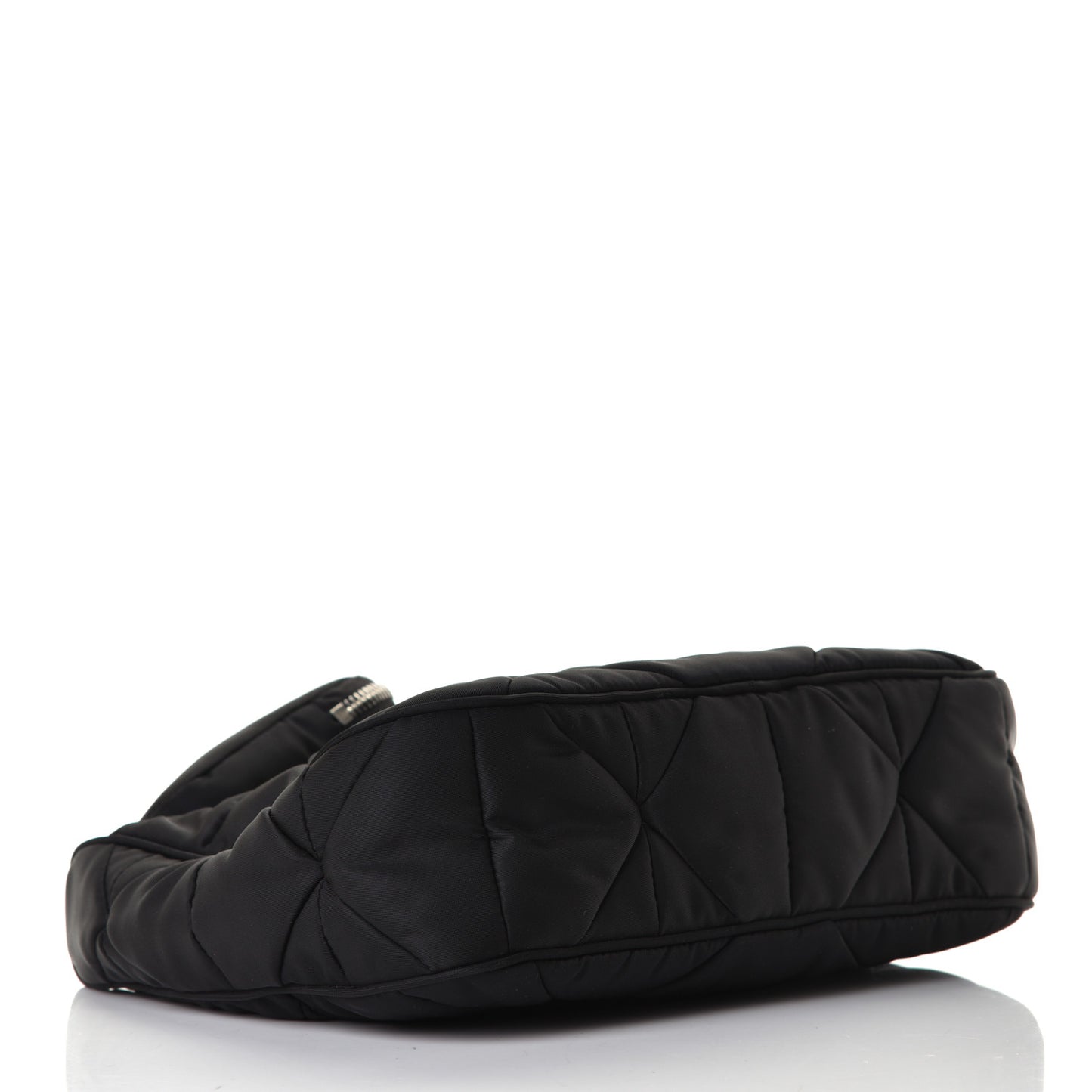 Re-Nylon Triangle Padded Patchwork Shoulder Bag Black