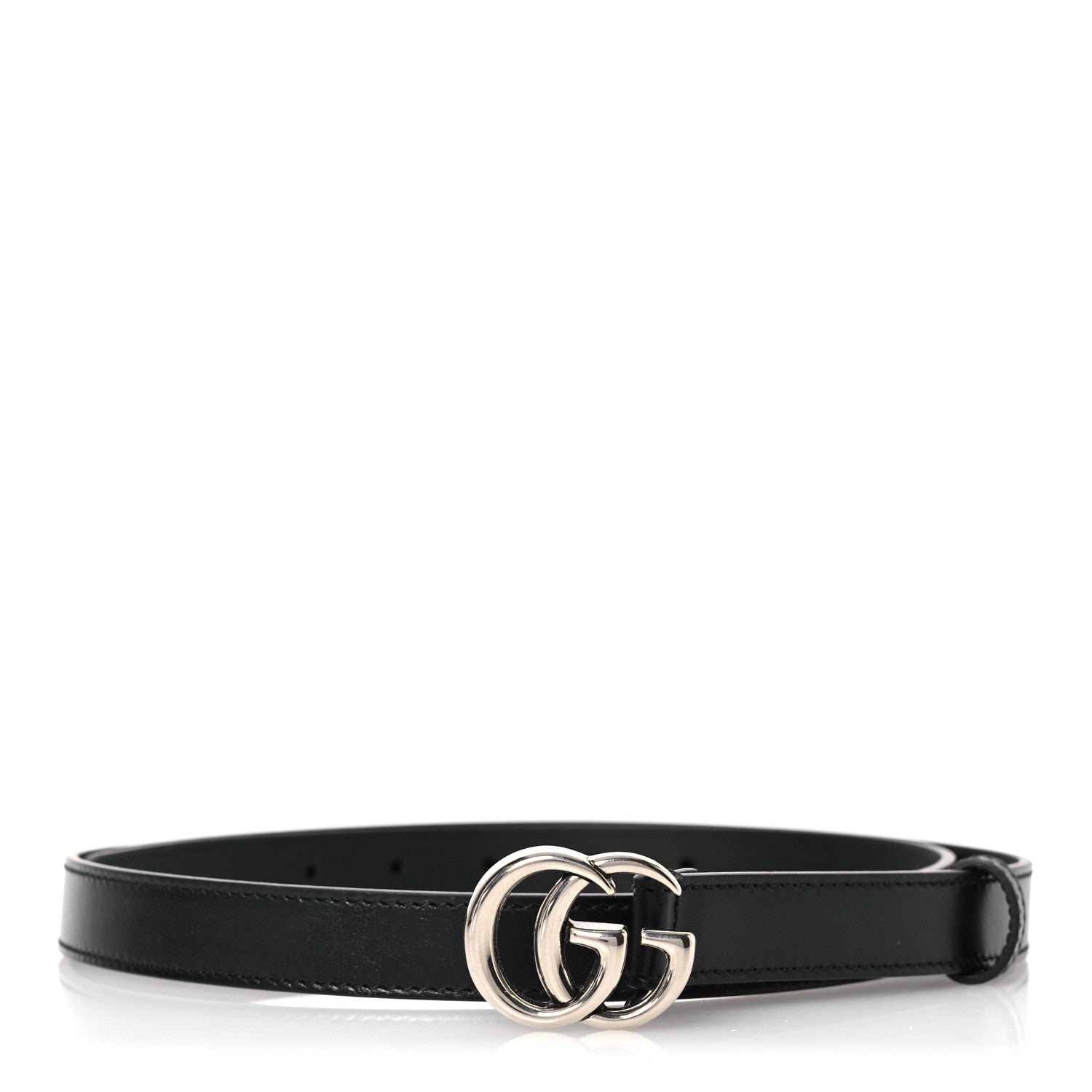 Gucci Plutone Calfskin Palladium Double G 20mm Belt 95 38 Black 1 of 6