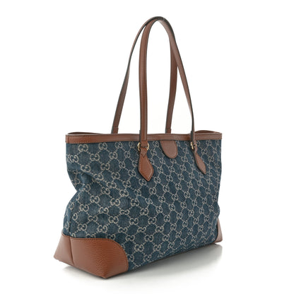 Gucci New Denim GG Monogram Medium Ophidia Shopping Tote Blue Tea Cuir 3 of 11