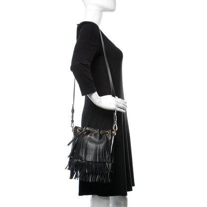 Saint Laurent Calfskin Small Emmanuelle Fringe Hobo Bag Black 2 of 11