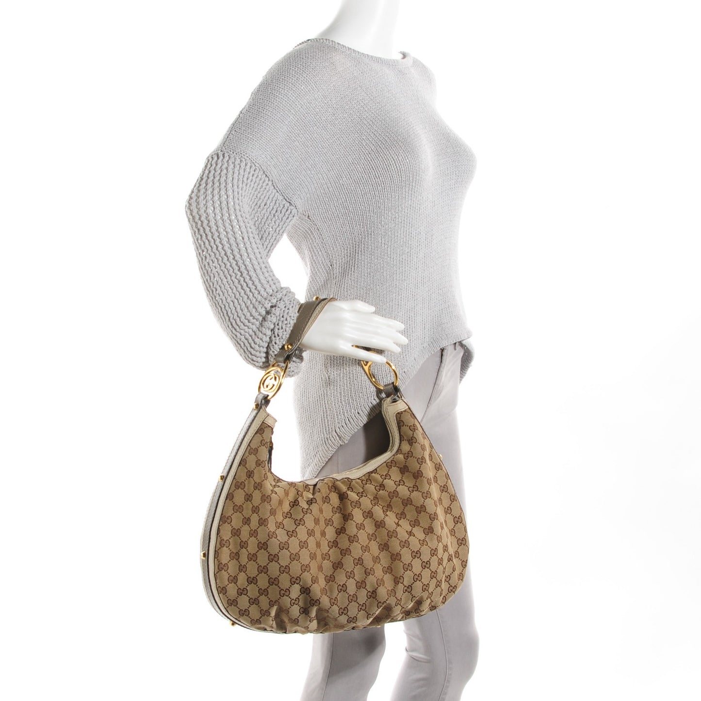 Monogram Medium Interlocking Hobo Off White