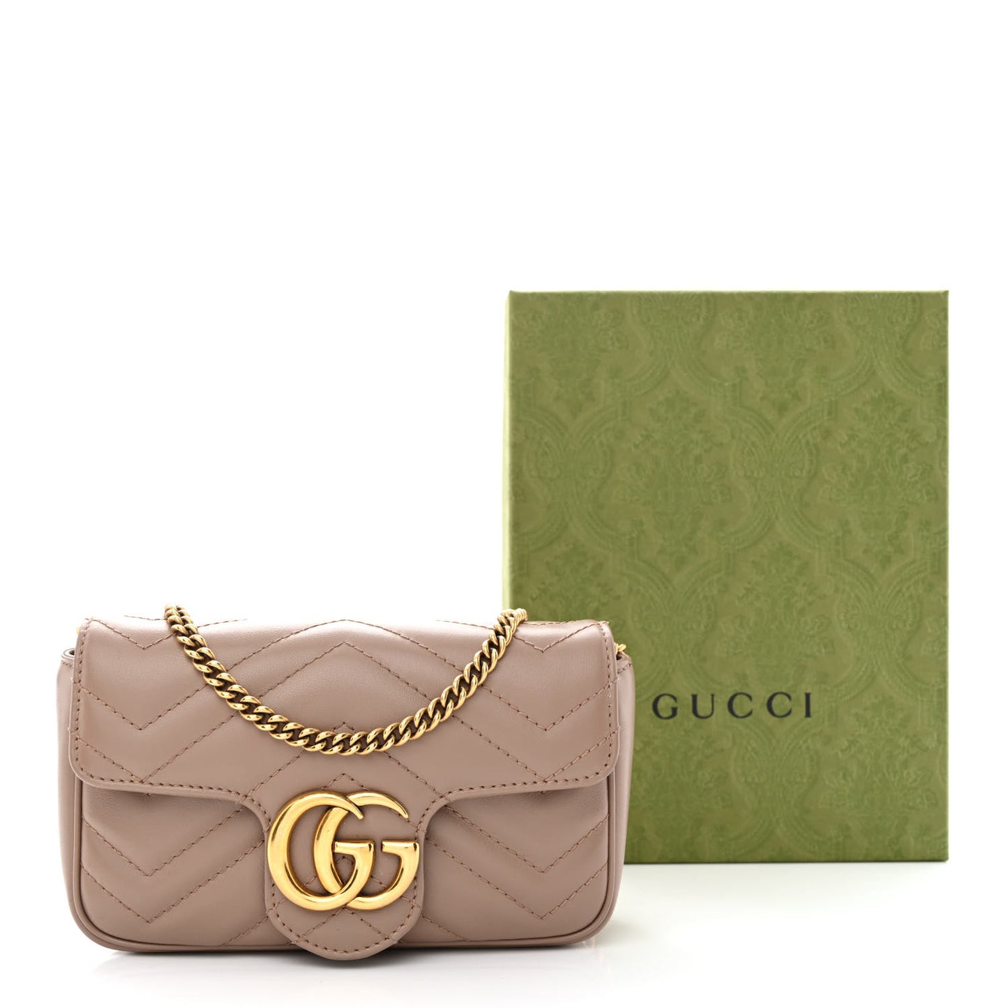 Calfskin Matelasse Super Mini GG Marmont Shoulder Bag Porcelain Rose