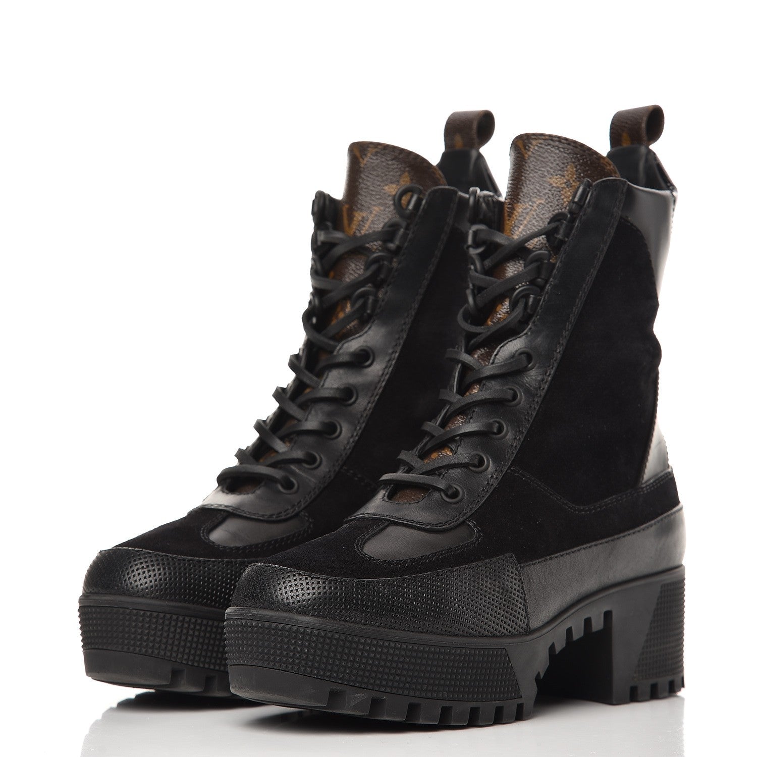 Louis Vuitton Suede Calfskin Laureate Platform Desert Boots 36 Black 3 of 11