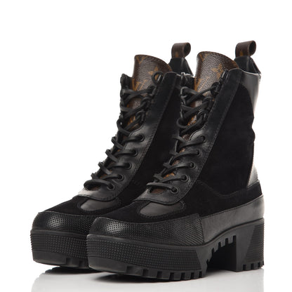 Louis Vuitton Suede Calfskin Laureate Platform Desert Boots 36 Black 3 of 11