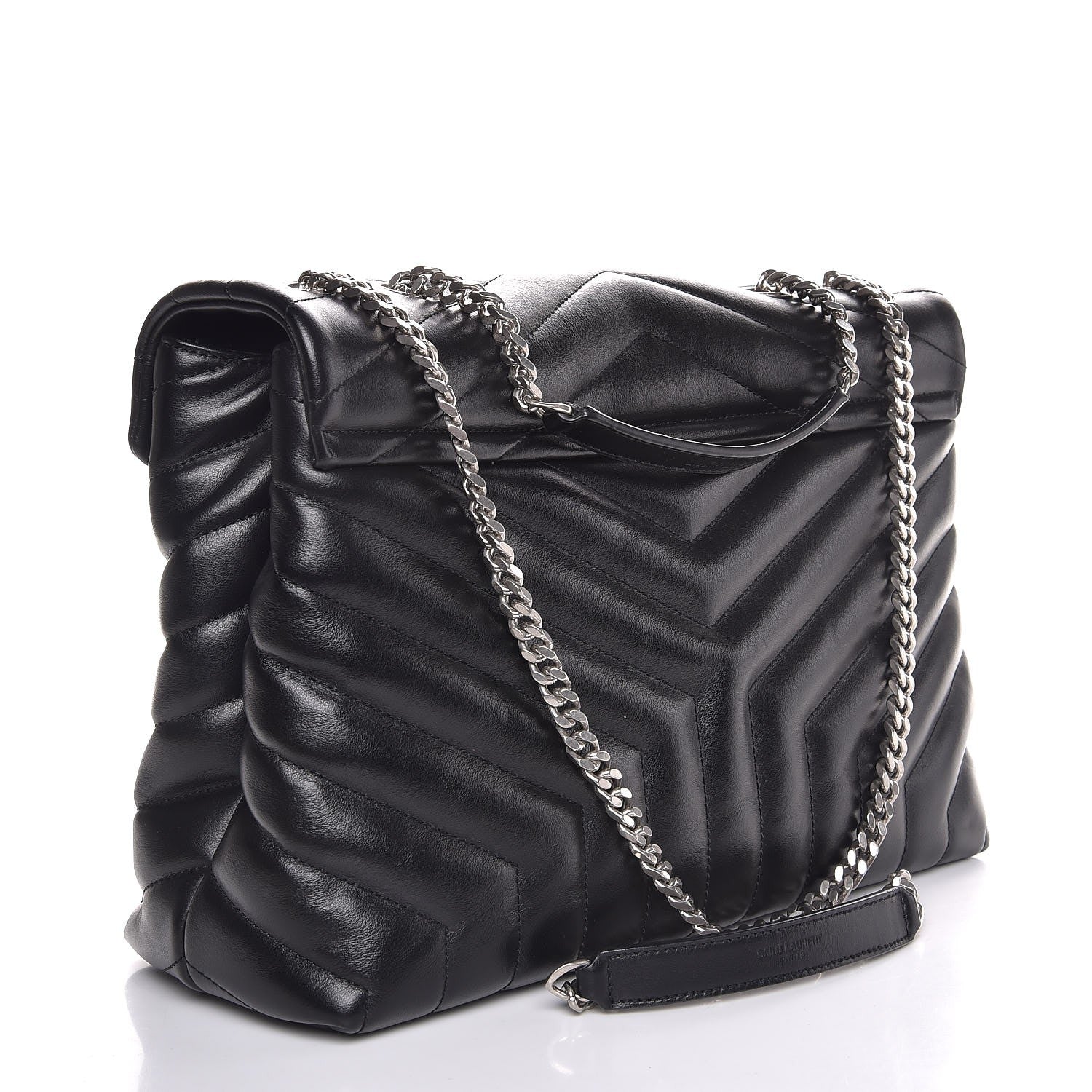 Saint Laurent Calfskin Y Quilted Monogram Medium Loulou Chain Satchel Black 3 of 9