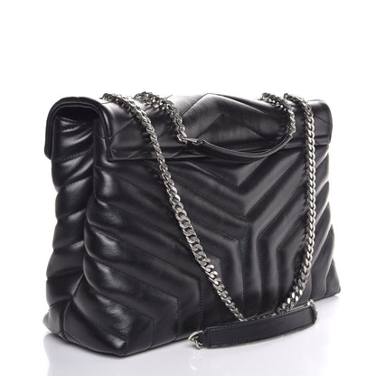 Saint Laurent Calfskin Y Quilted Monogram Medium Loulou Chain Satchel Black 3 of 9